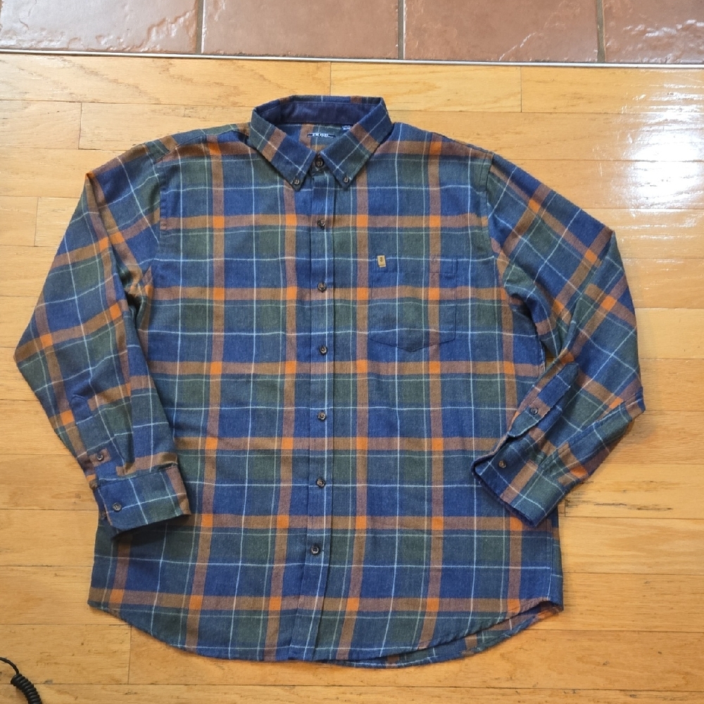 Izod Stratton Flannel Mens XL Long Sleeve Button Down